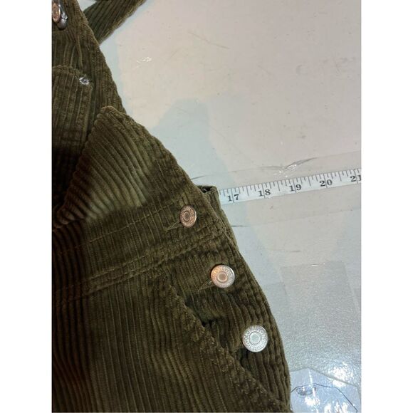 Old Navy Women’s corduroy slouchy straight workwear overalls army green Size 4 - Picture 10 of 11